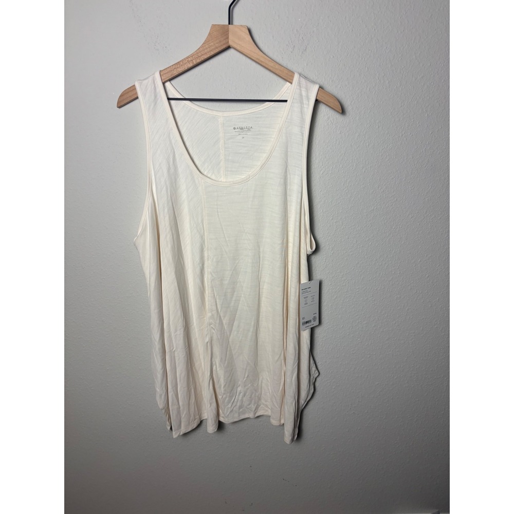 ☀️Athleta Relaxed Tank Cream Off White Sleeveless Scoop Neck Top 2X 533369